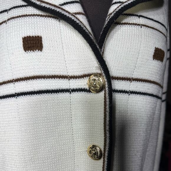 Vtg 70s Boho Cardigan Coat Geometric Coastal Womens Size L Art Teacher Cottage - Picture 5 of 6